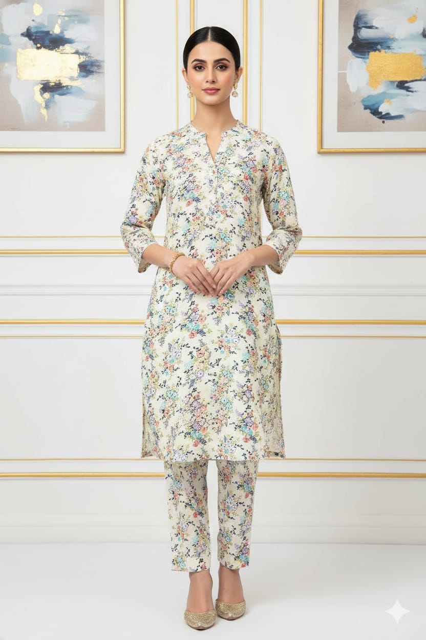 2 Pcs Unstitched Digital Print Suit J-0619