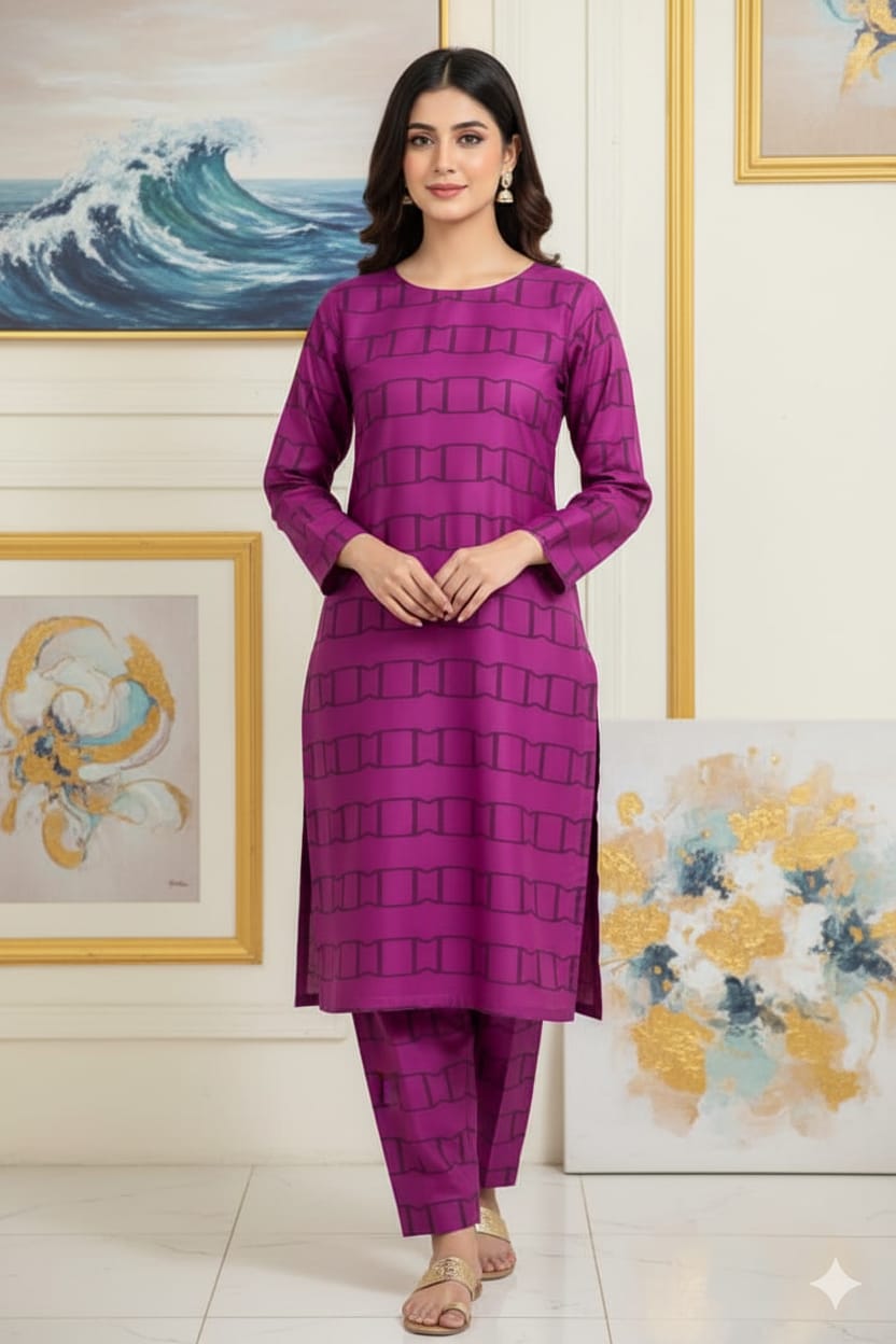 2 Pcs Unstitched jacuard Suit J-0634